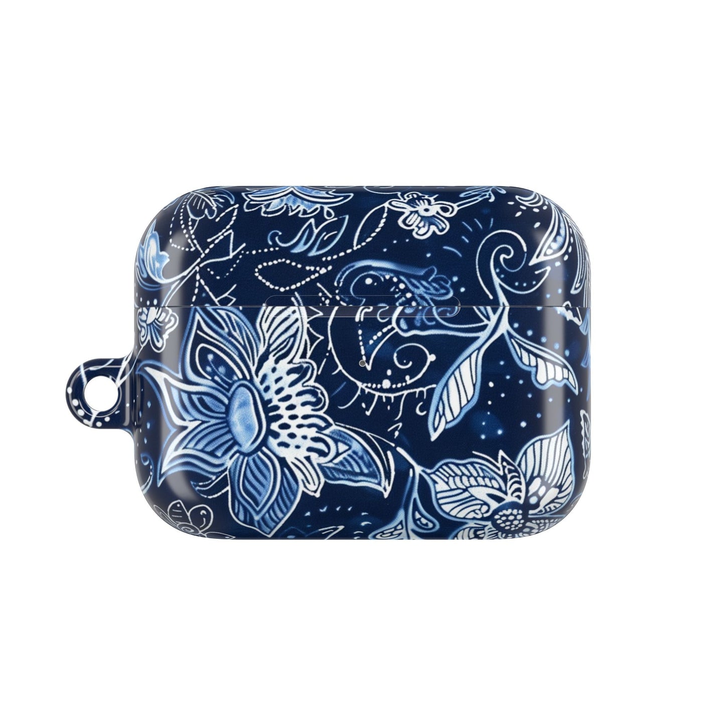 Floral Navy Blue AirPod Case — Paisley Lotus Protective Cover - DIGITAL X