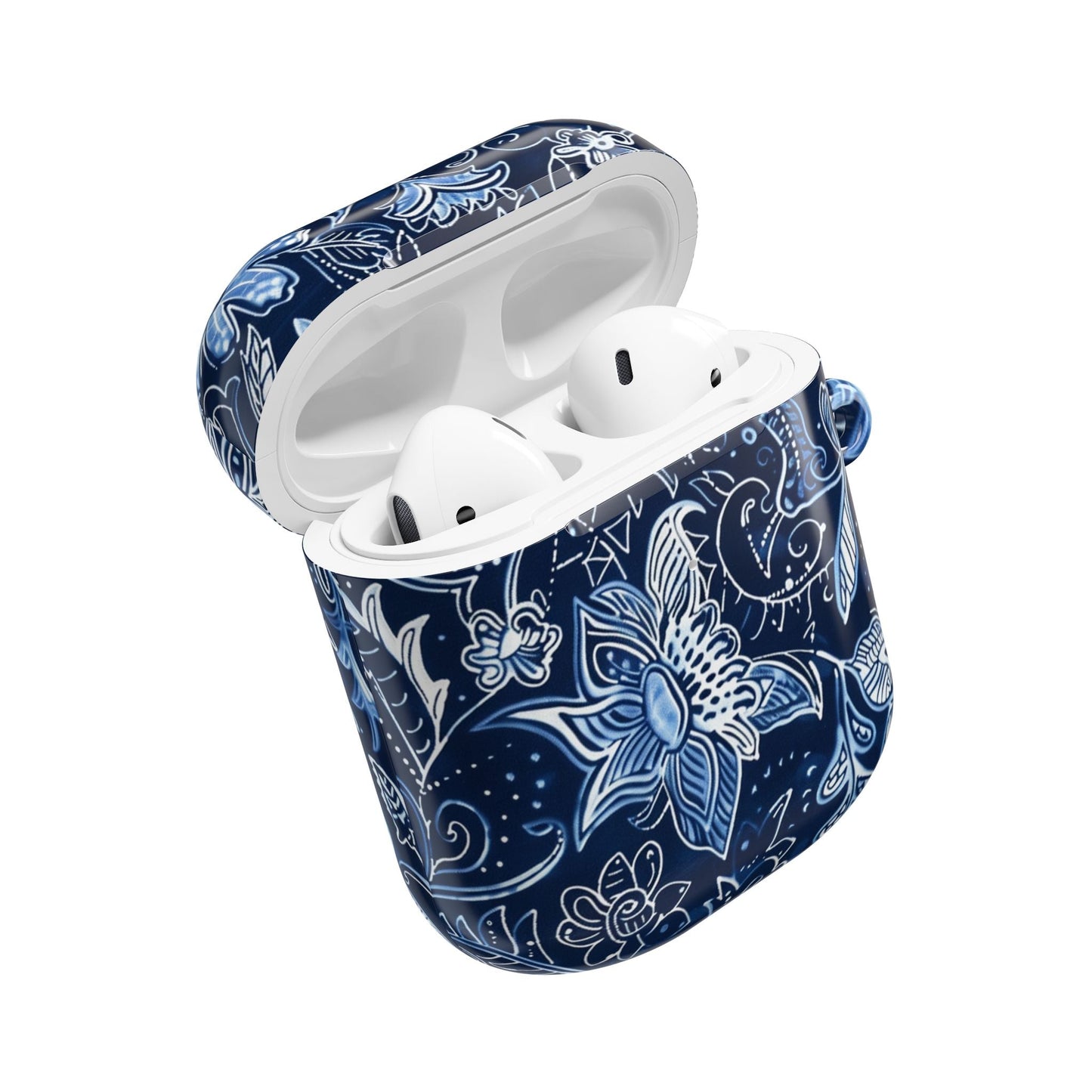 Floral Navy Blue AirPod Case — Paisley Lotus Protective Cover - DIGITAL X