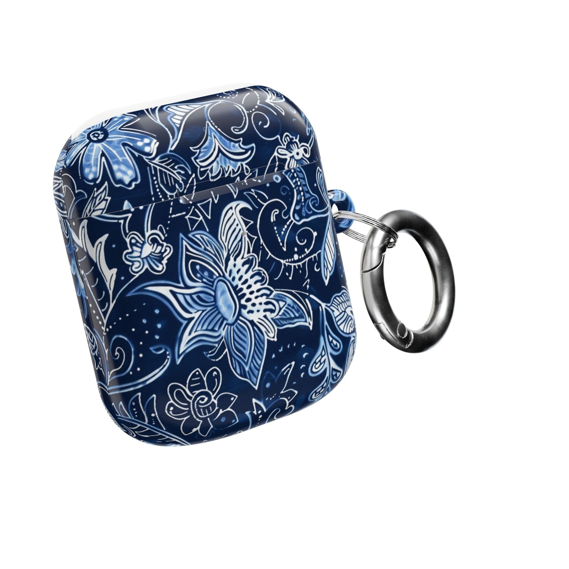 Floral Navy Blue AirPod Case — Paisley Lotus Protective Cover - DIGITAL X