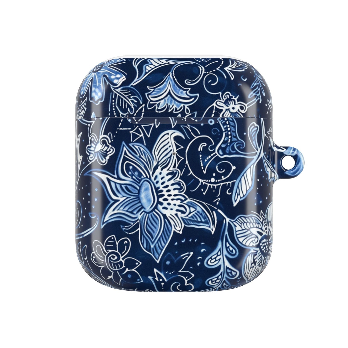 Floral Navy Blue AirPod Case — Paisley Lotus Protective Cover - DIGITAL X