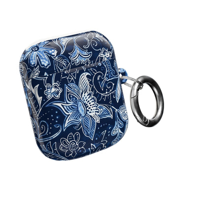 Floral Navy Blue AirPod Case — Paisley Lotus Protective Cover - DIGITAL X