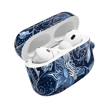 Floral Navy Blue AirPod Case — Paisley Lotus Protective Cover - DIGITAL X