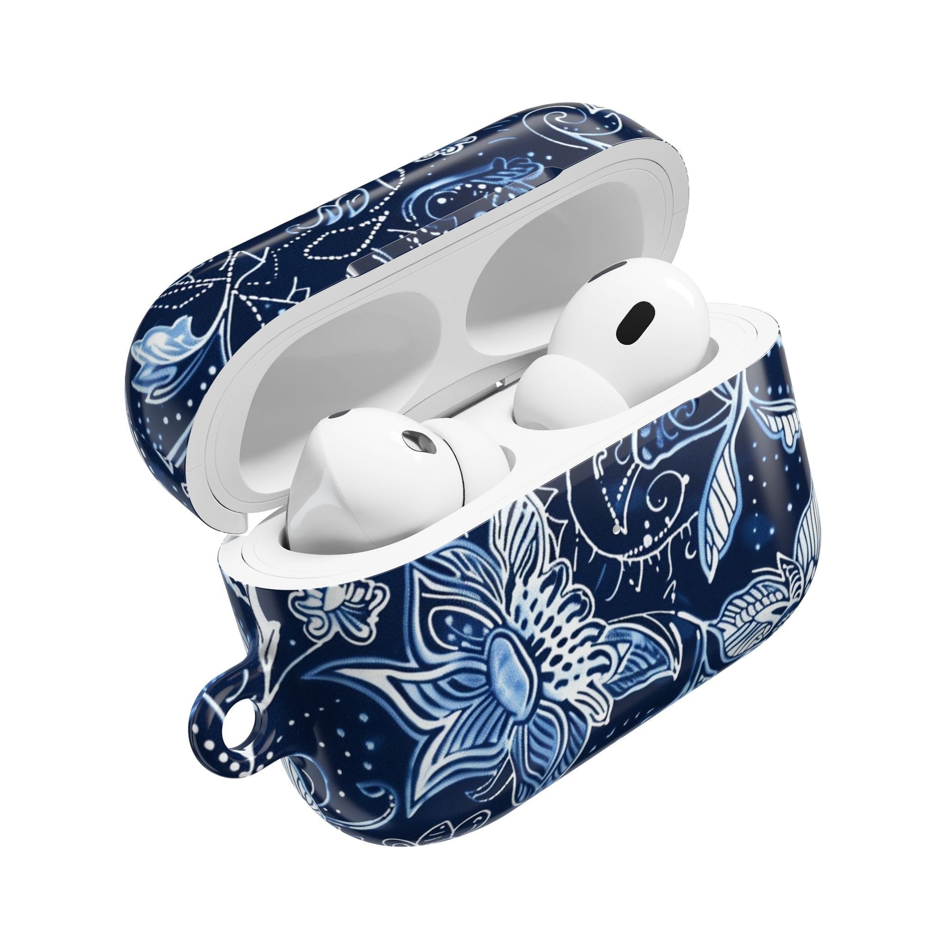 Floral Navy Blue AirPod Case — Paisley Lotus Protective Cover - DIGITAL X