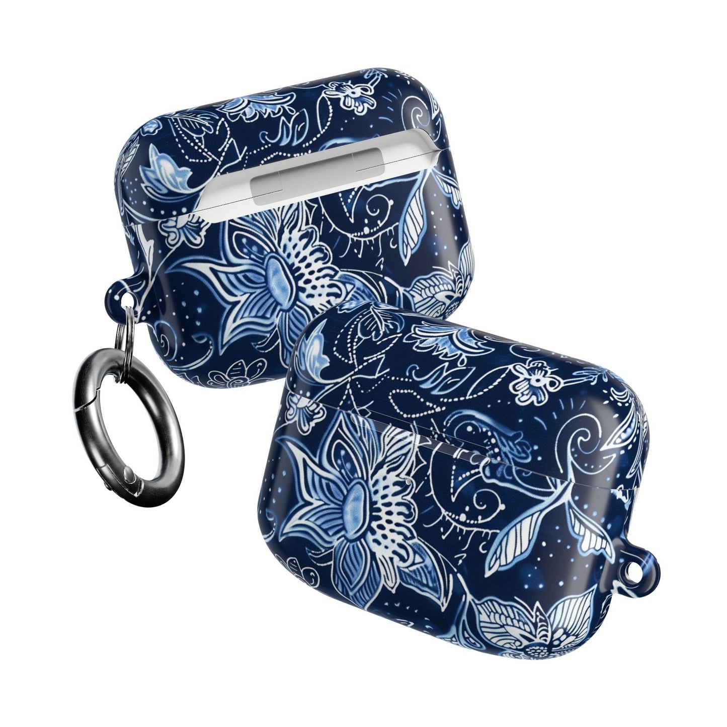 Floral Navy Blue AirPod Case — Paisley Lotus Protective Cover - DIGITAL X