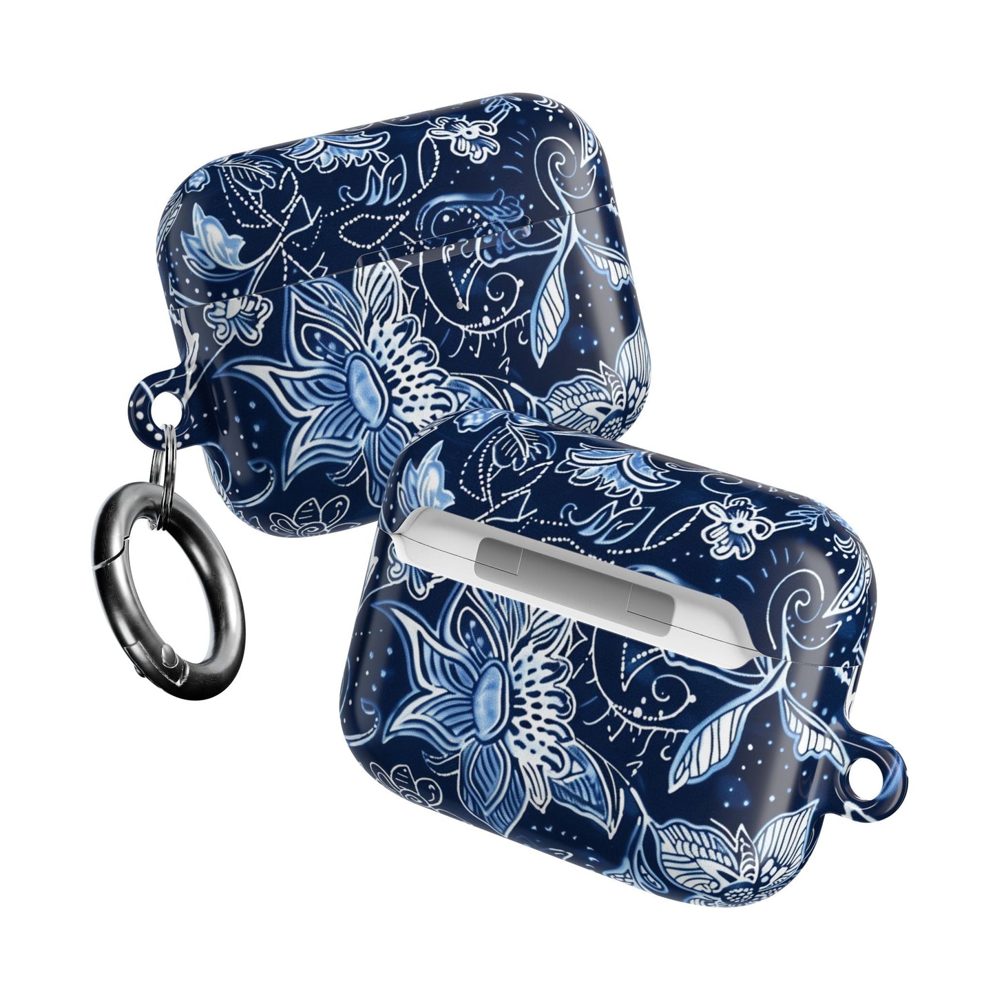 Floral Navy Blue AirPod Case — Paisley Lotus Protective Cover - DIGITAL X