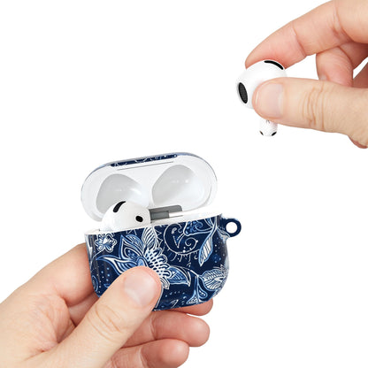 Floral Navy Blue AirPod Case — Paisley Lotus Protective Cover - DIGITAL X