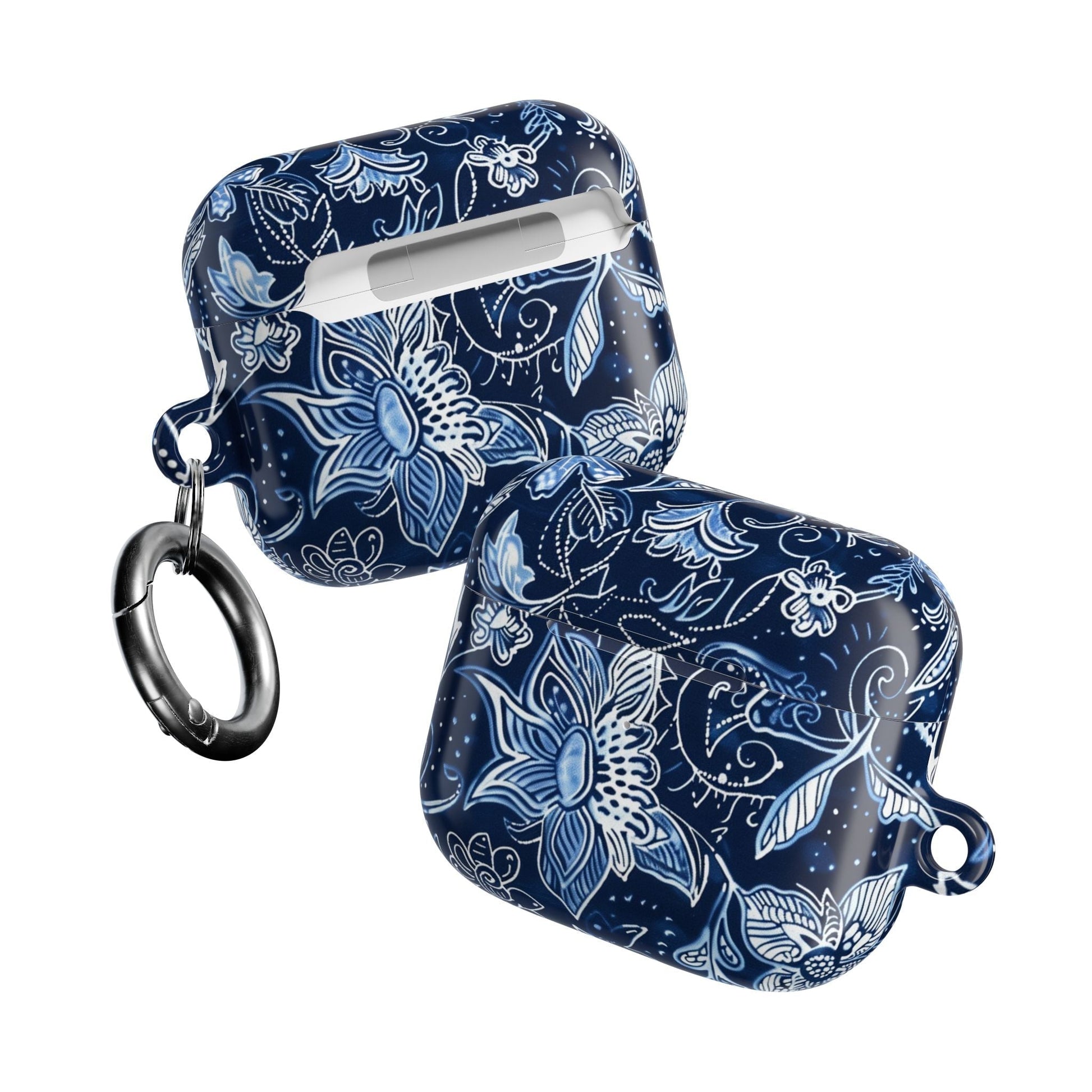 Floral Navy Blue AirPod Case — Paisley Lotus Protective Cover - DIGITAL X