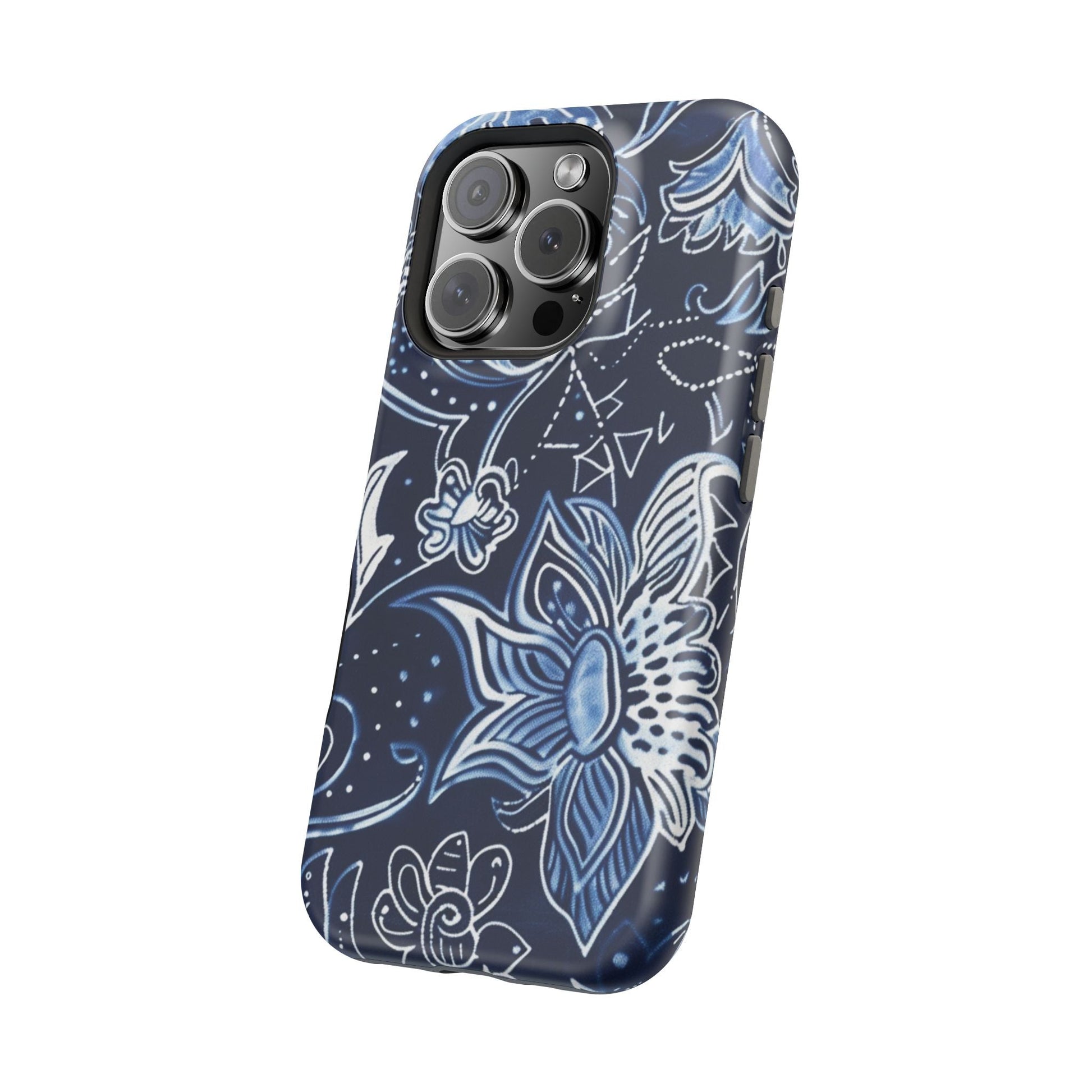 Floral Navy Magnetic Impact - Resistant Phone Case — Blue Paisley Protection - DIGITAL X