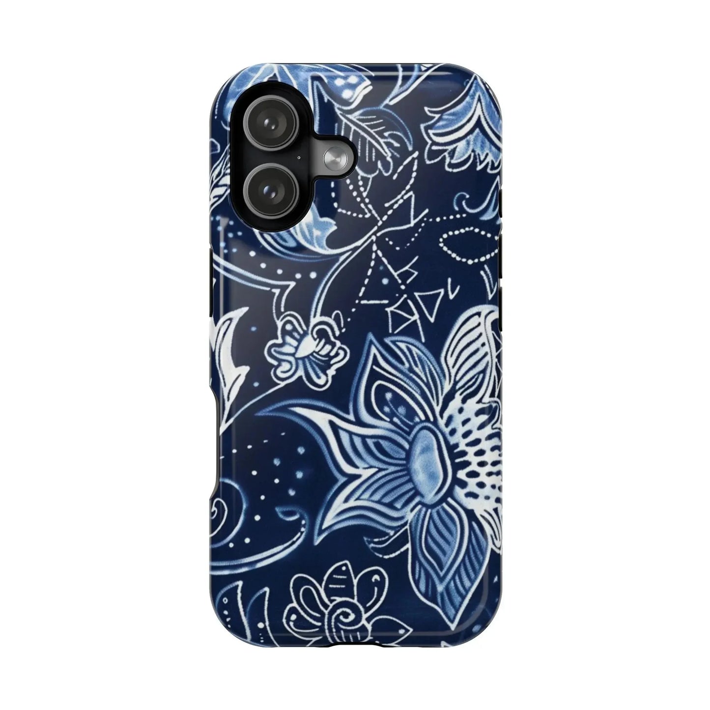 Floral Navy Magnetic Impact - Resistant Phone Case — Blue Paisley Protection - DIGITAL X