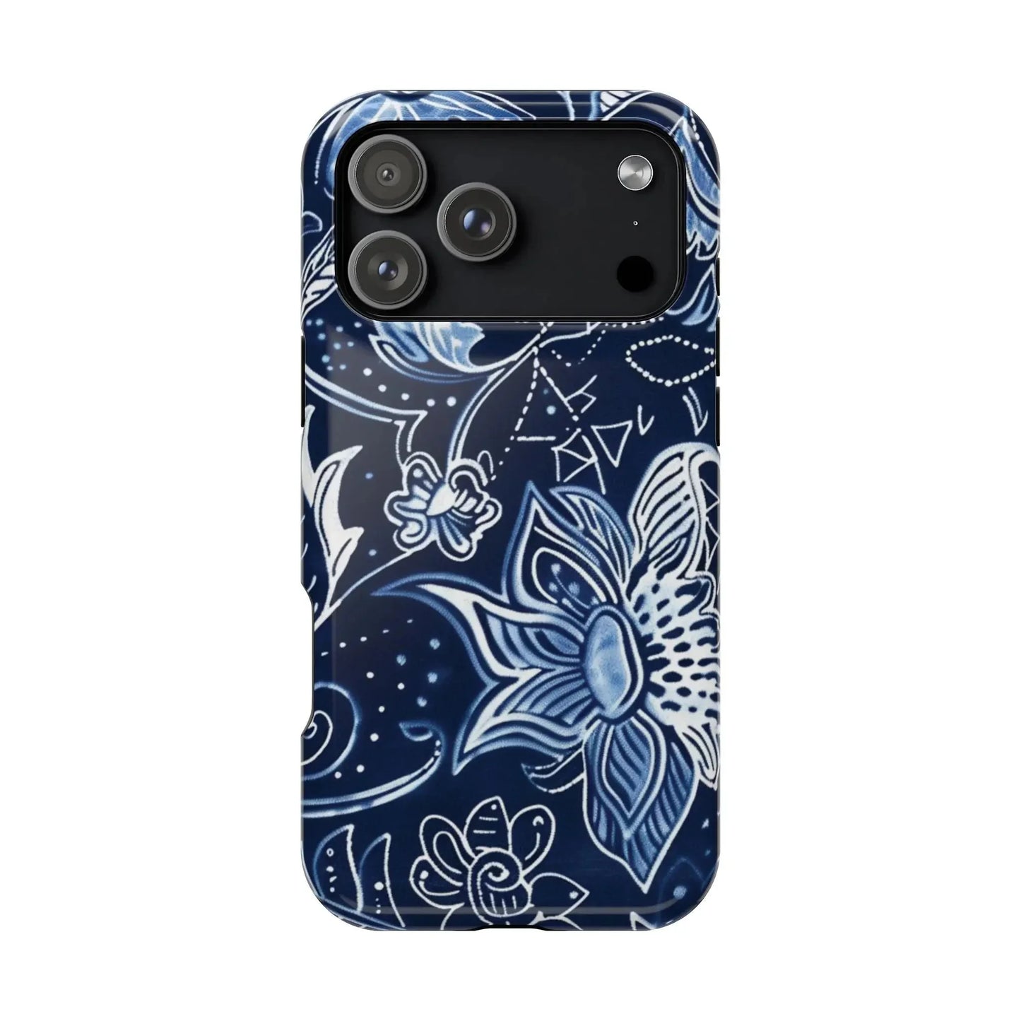 Floral Navy Magnetic Impact - Resistant Phone Case — Blue Paisley Protection - DIGITAL X