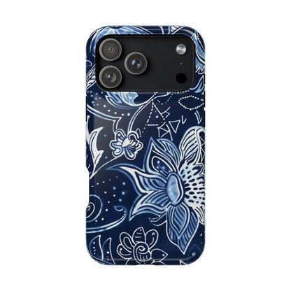 Floral Navy Magnetic Impact - Resistant Phone Case — Blue Paisley Protection - DIGITAL X