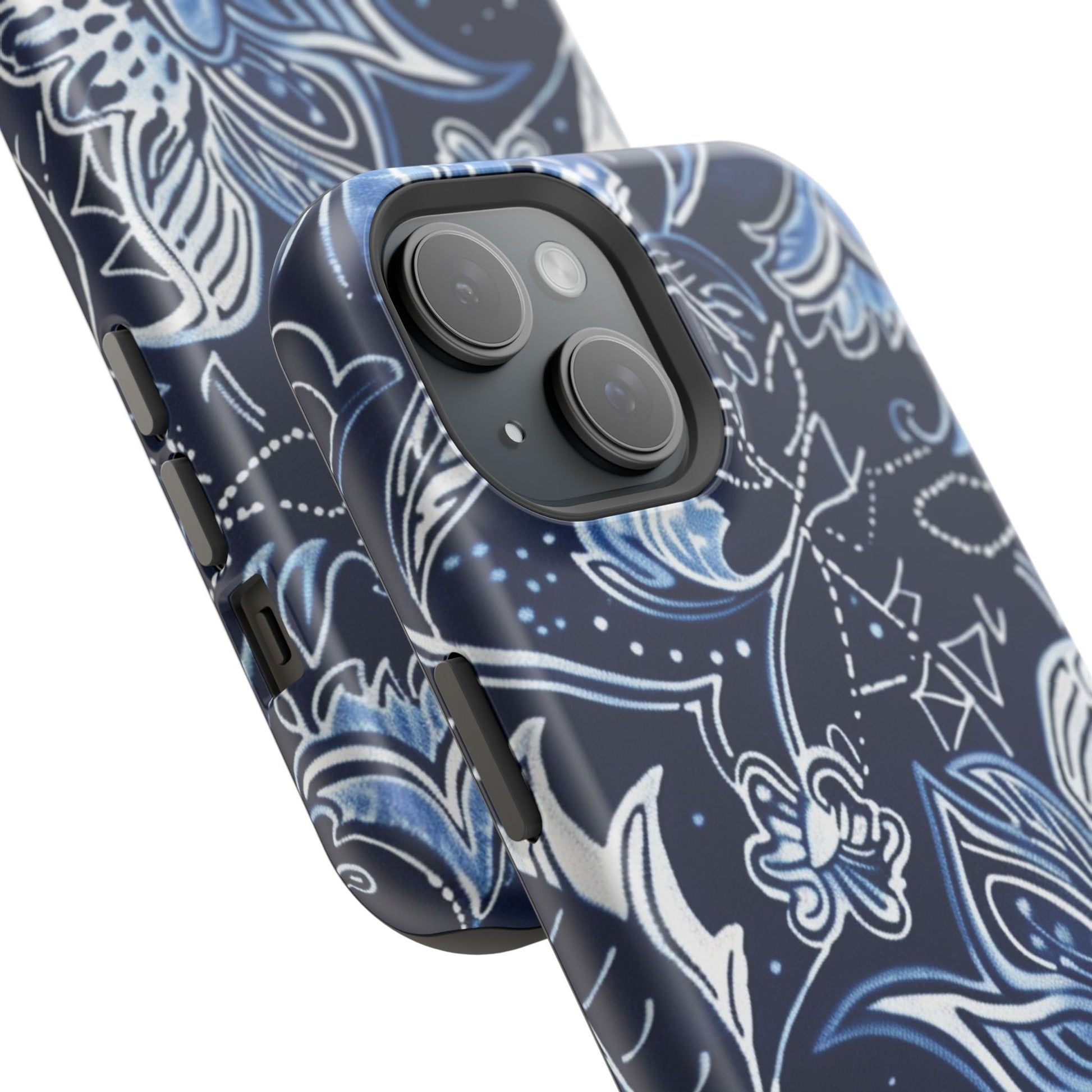 Floral Navy Magnetic Impact - Resistant Phone Case — Blue Paisley Protection - DIGITAL X