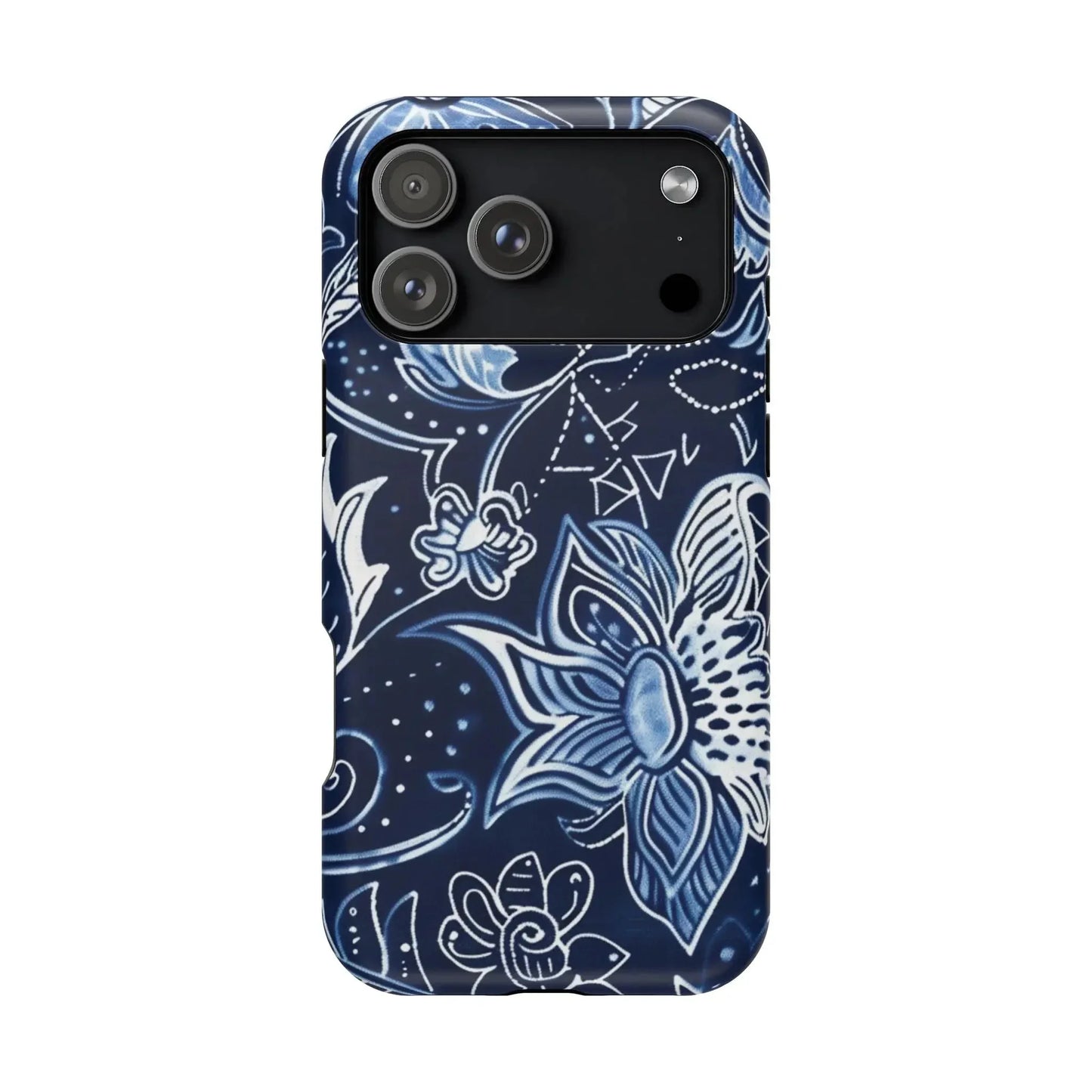Floral Navy Magnetic Impact - Resistant Phone Case — Blue Paisley Protection - DIGITAL X