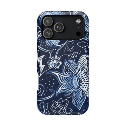 Floral Navy Magnetic Impact - Resistant Phone Case — Blue Paisley Protection - DIGITAL X