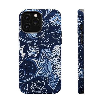 Floral Navy Magnetic Impact - Resistant Phone Case — Blue Paisley Protection - DIGITAL X