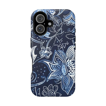 Floral Navy Magnetic Impact - Resistant Phone Case — Blue Paisley Protection - DIGITAL X