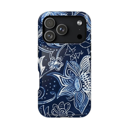 Floral Navy Magnetic Impact - Resistant Phone Case — Blue Paisley Protection - DIGITAL X