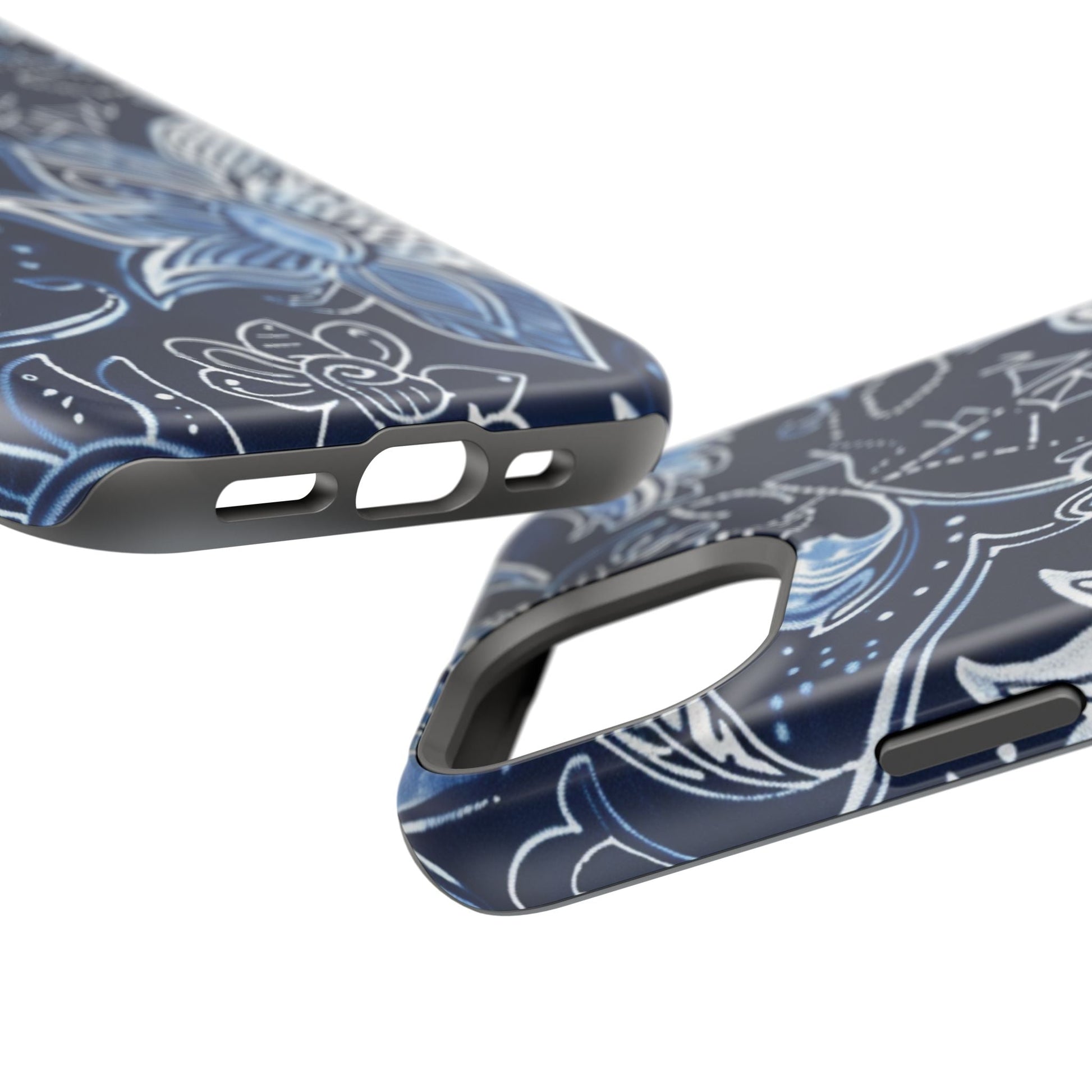 Floral Navy Magnetic Impact - Resistant Phone Case — Blue Paisley Protection - DIGITAL X