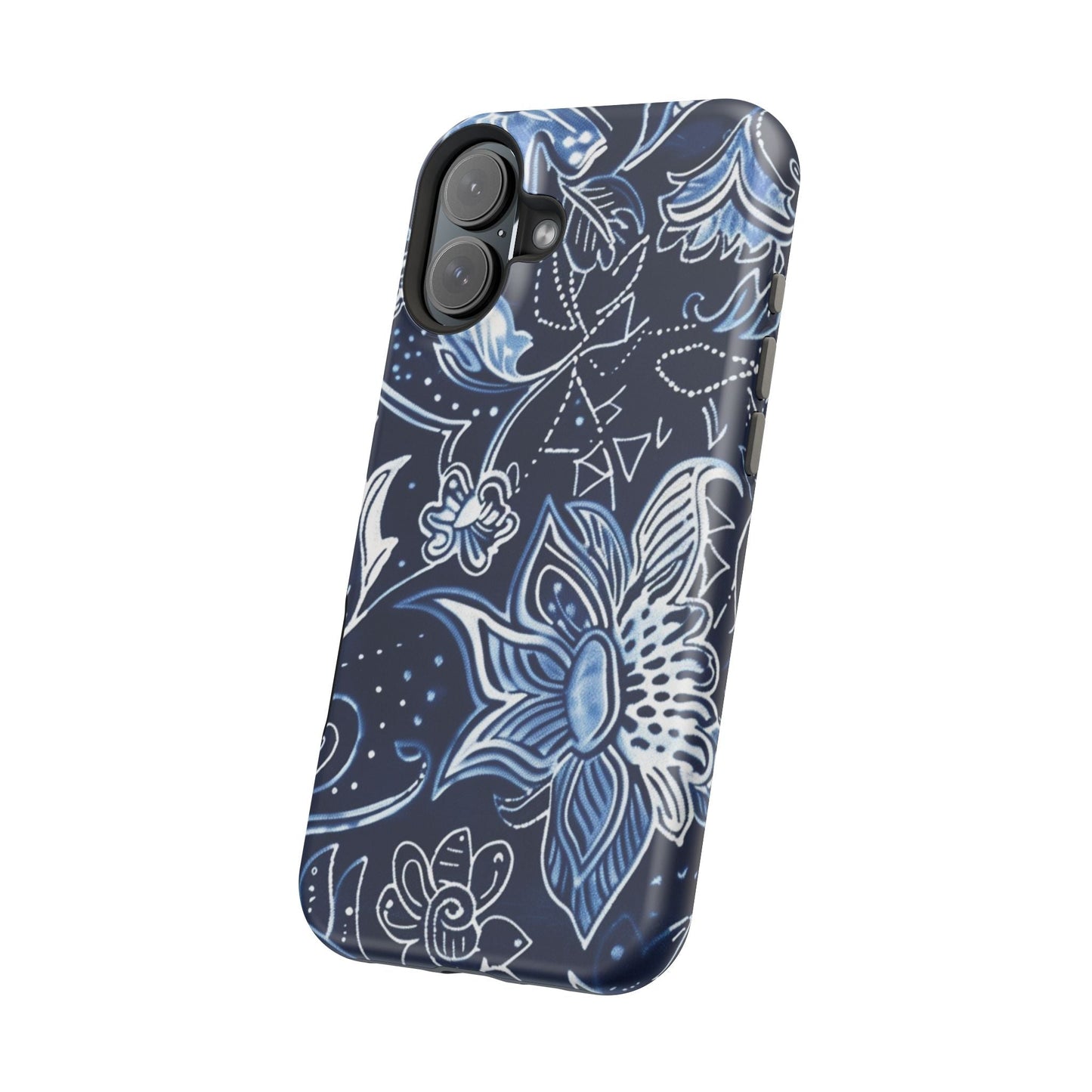 Floral Navy Magnetic Impact - Resistant Phone Case — Blue Paisley Protection - DIGITAL X