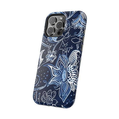 Floral Navy Magnetic Impact - Resistant Phone Case — Blue Paisley Protection - DIGITAL X