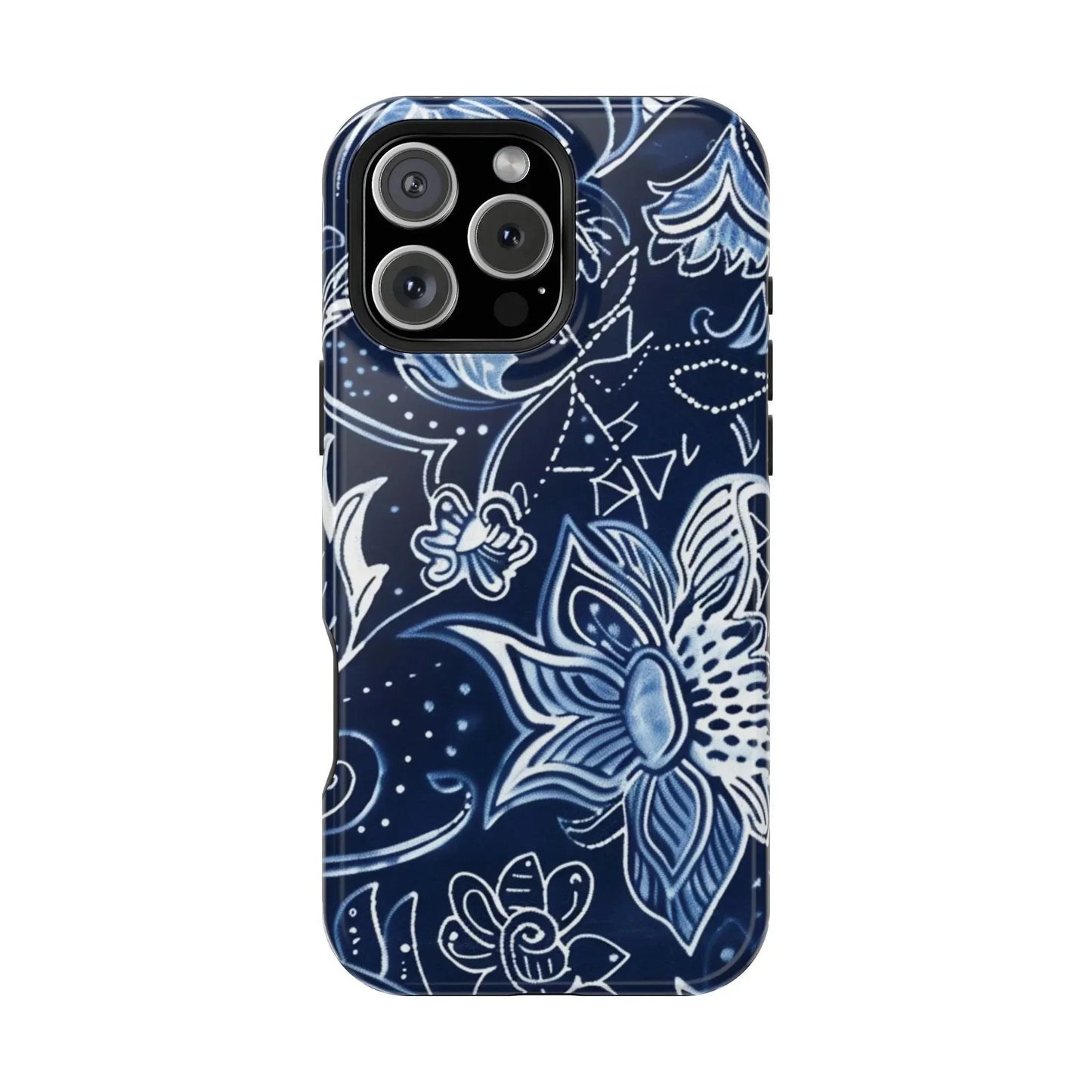Floral Navy Magnetic Impact - Resistant Phone Case — Blue Paisley Protection - DIGITAL X