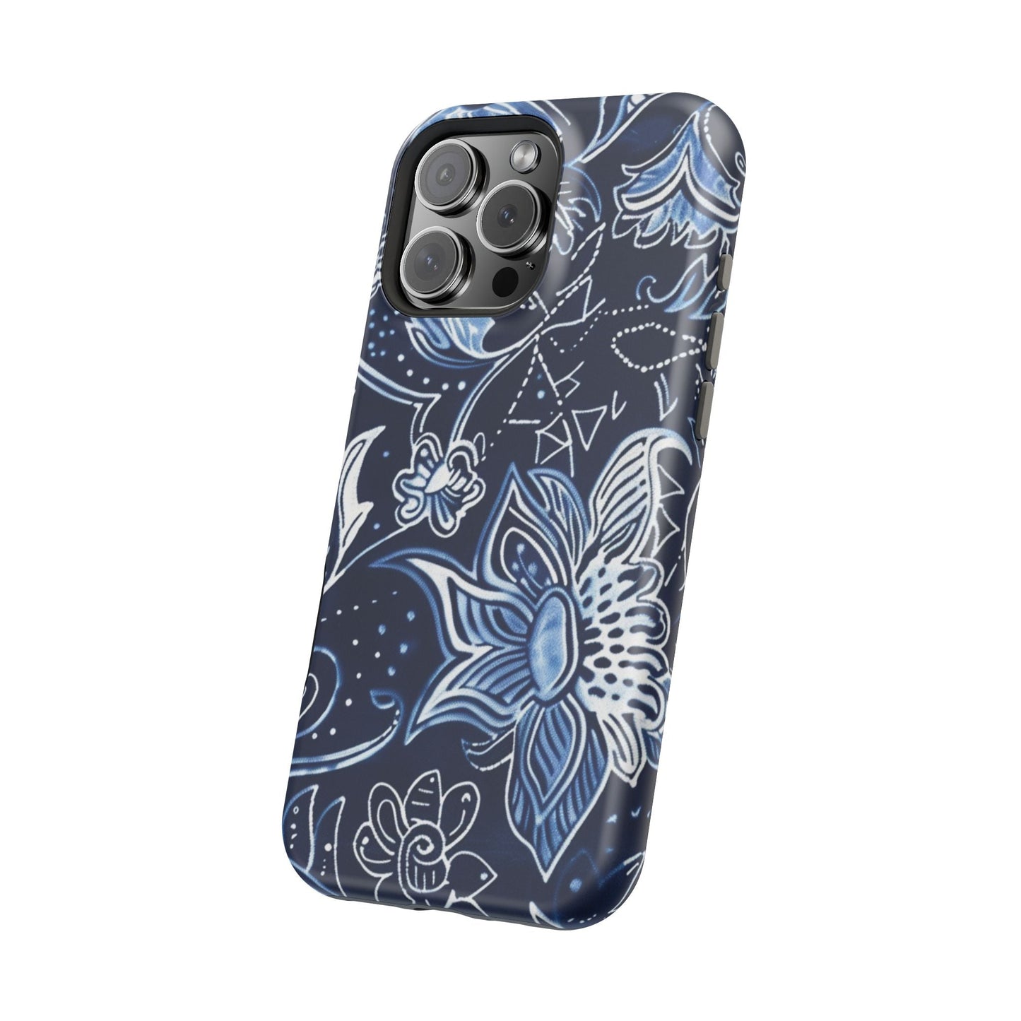 Floral Navy Magnetic Impact - Resistant Phone Case — Blue Paisley Protection - DIGITAL X