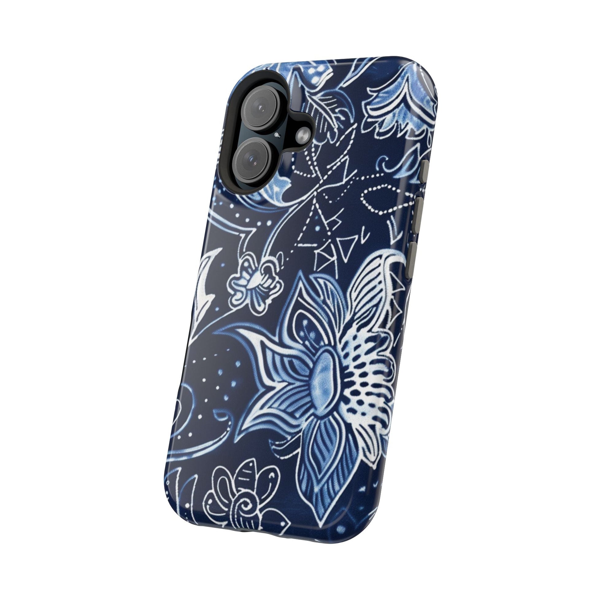 Floral Navy Magnetic Impact - Resistant Phone Case — Blue Paisley Protection - DIGITAL X