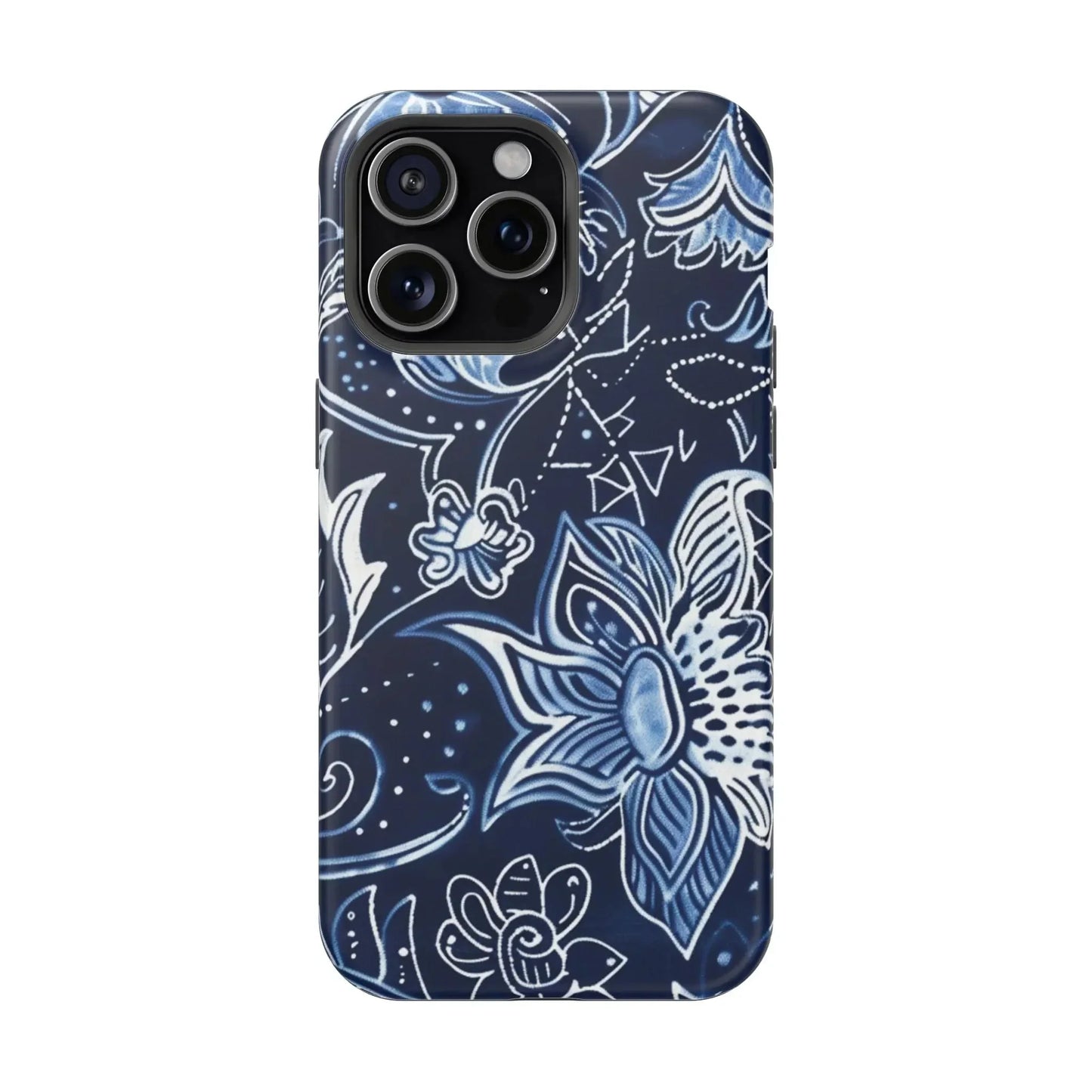 Floral Navy Magnetic Impact - Resistant Phone Case — Blue Paisley Protection - DIGITAL X