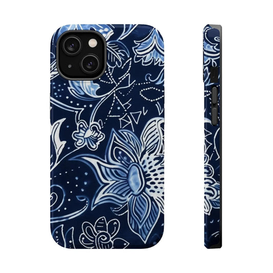 Floral Navy Magnetic Impact - Resistant Phone Case — Blue Paisley Protection - DIGITAL X