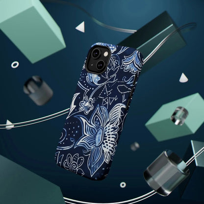 Floral Navy Magnetic Impact - Resistant Phone Case — Blue Paisley Protection - DIGITAL X