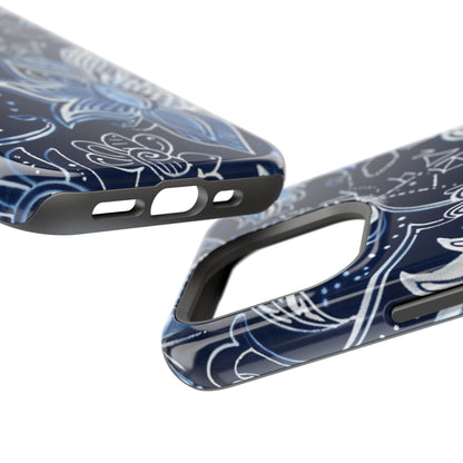Floral Navy Magnetic Impact - Resistant Phone Case — Blue Paisley Protection - DIGITAL X