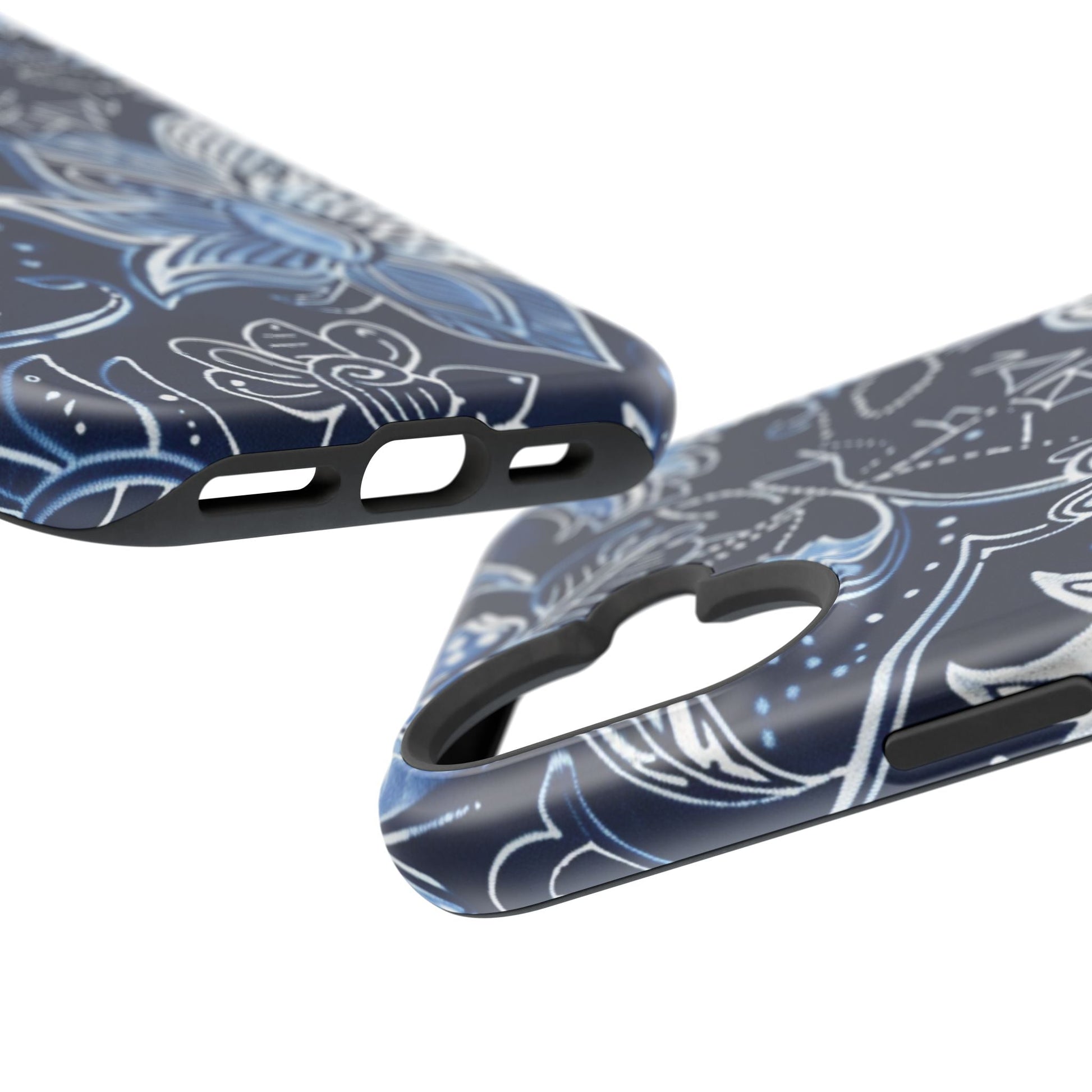 Floral Navy Magnetic Impact - Resistant Phone Case — Blue Paisley Protection - DIGITAL X