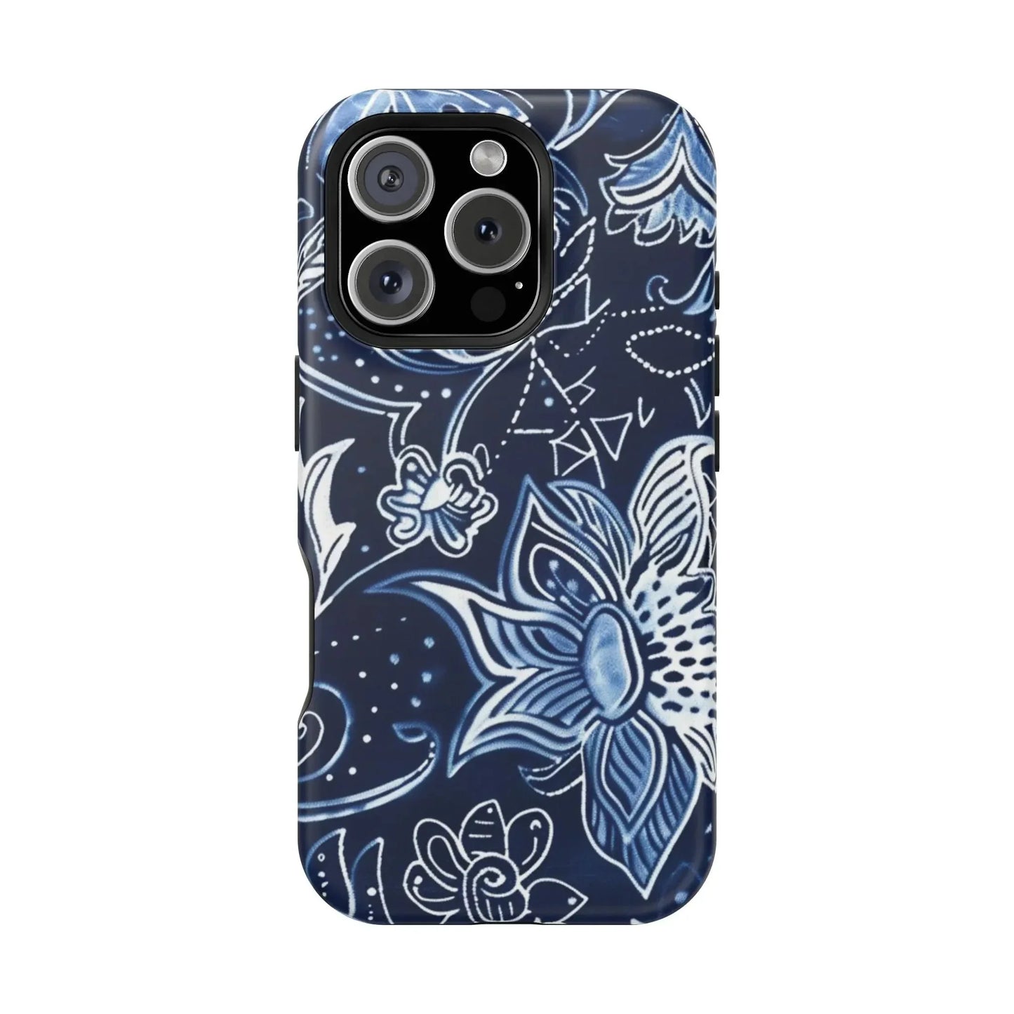 Floral Navy Magnetic Impact - Resistant Phone Case — Blue Paisley Protection - DIGITAL X