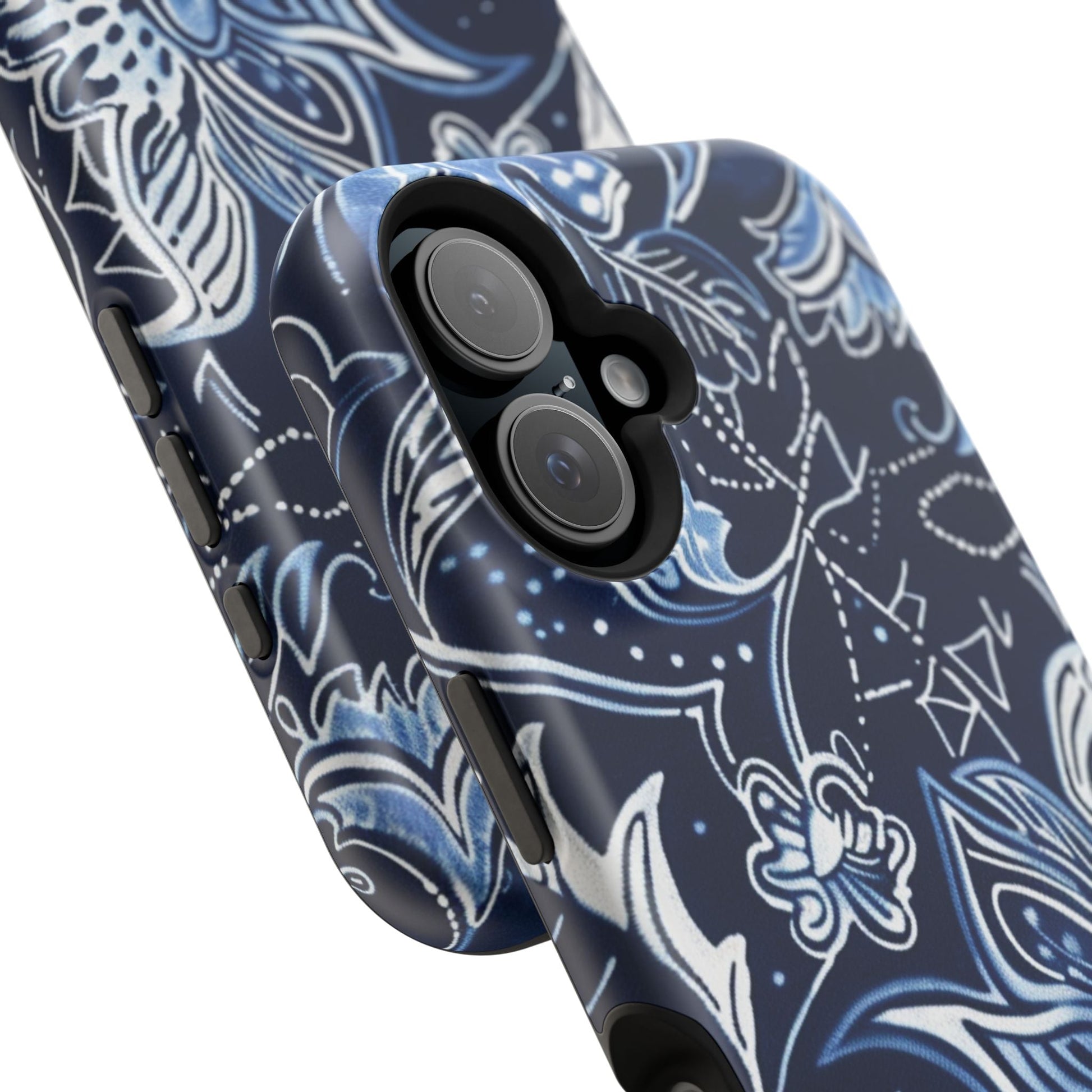 Floral Navy Magnetic Impact - Resistant Phone Case — Blue Paisley Protection - DIGITAL X
