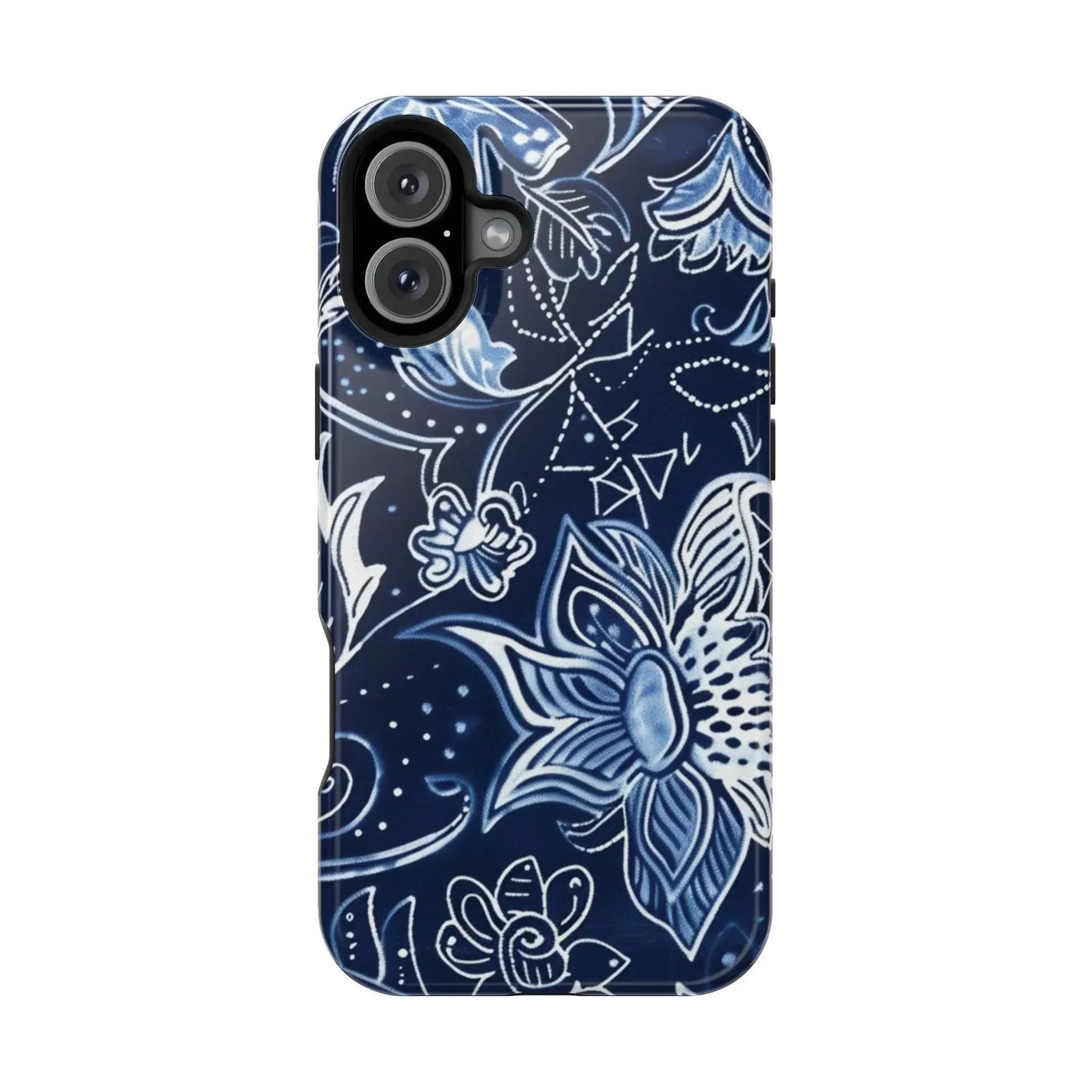 Floral Navy Magnetic Impact - Resistant Phone Case — Blue Paisley Protection - DIGITAL X