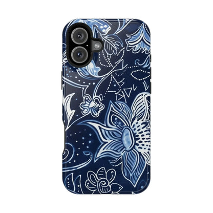 Floral Navy Magnetic Impact - Resistant Phone Case — Blue Paisley Protection - DIGITAL X