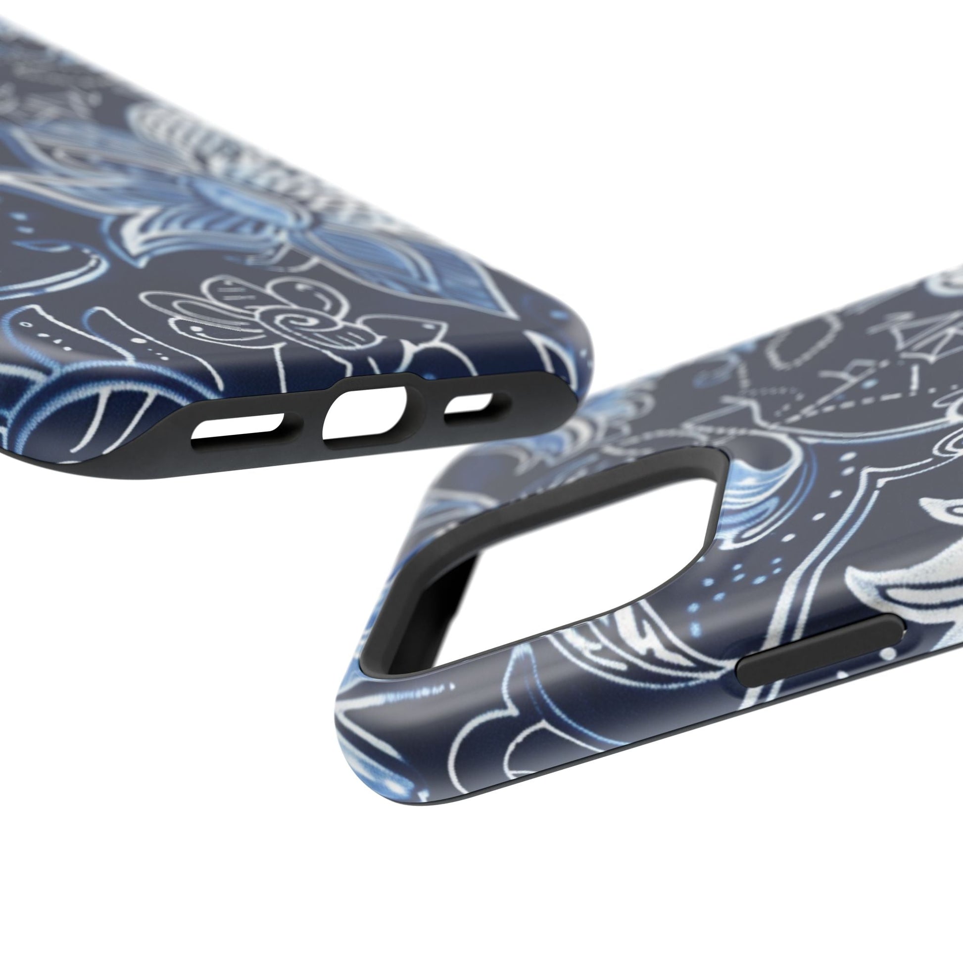 Floral Navy Magnetic Impact - Resistant Phone Case — Blue Paisley Protection - DIGITAL X