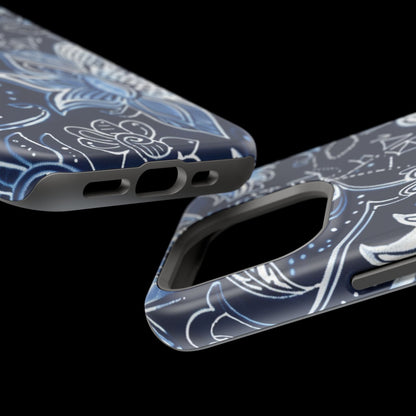 Floral Navy Magnetic Impact - Resistant Phone Case — Blue Paisley Protection - DIGITAL X