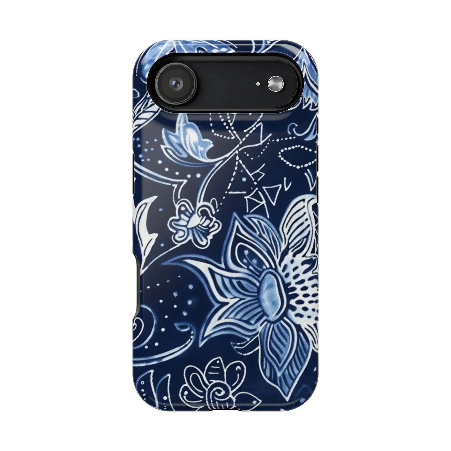 Floral Navy Magnetic Impact - Resistant Phone Case — Blue Paisley Protection - DIGITAL X