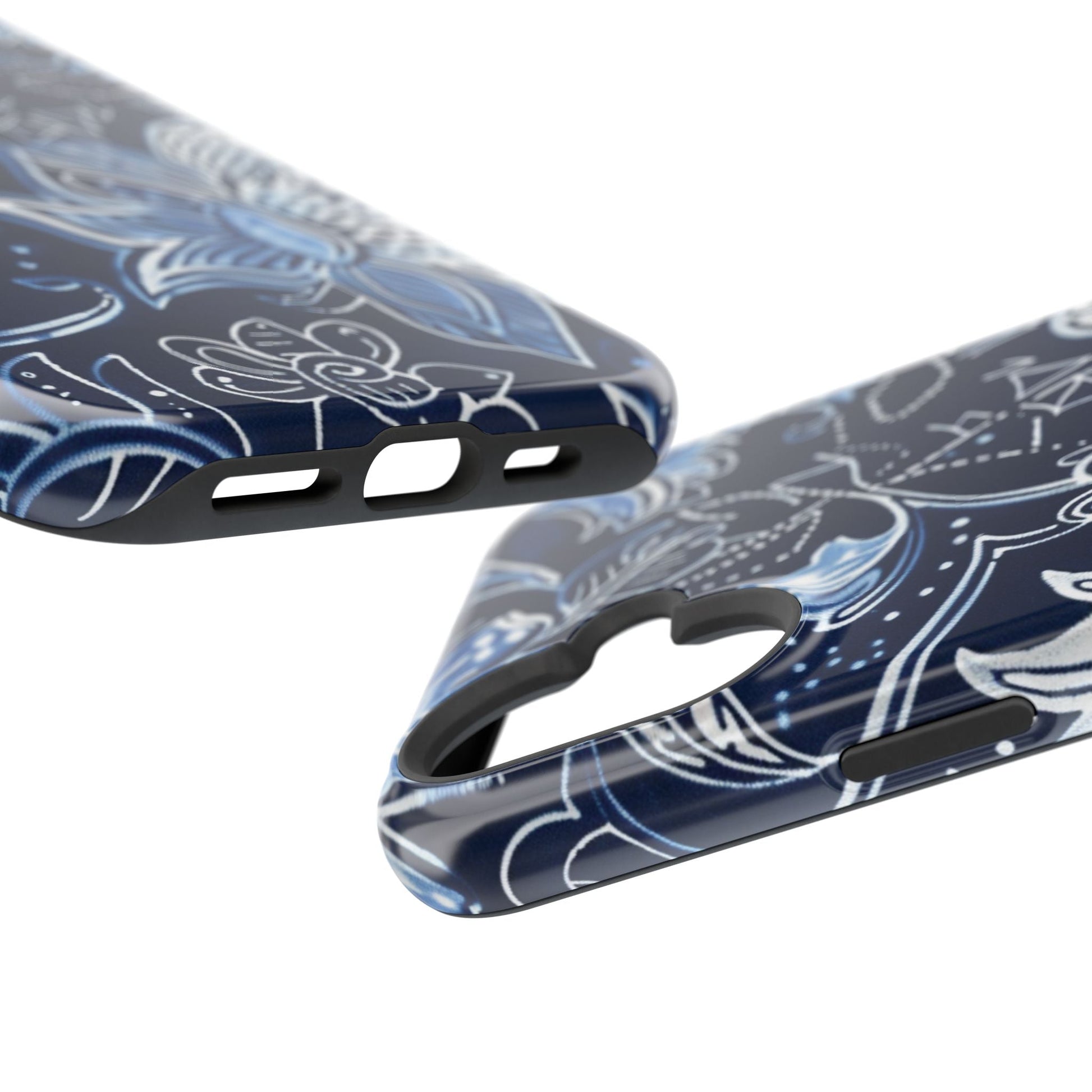 Floral Navy Magnetic Impact - Resistant Phone Case — Blue Paisley Protection - DIGITAL X