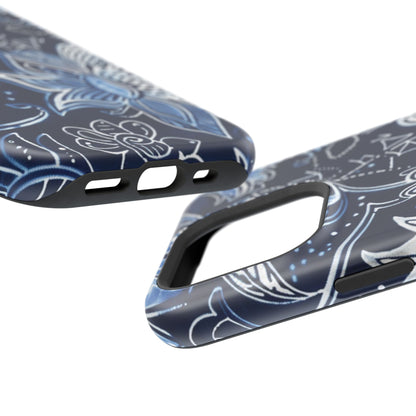 Floral Navy Magnetic Impact - Resistant Phone Case — Blue Paisley Protection - DIGITAL X