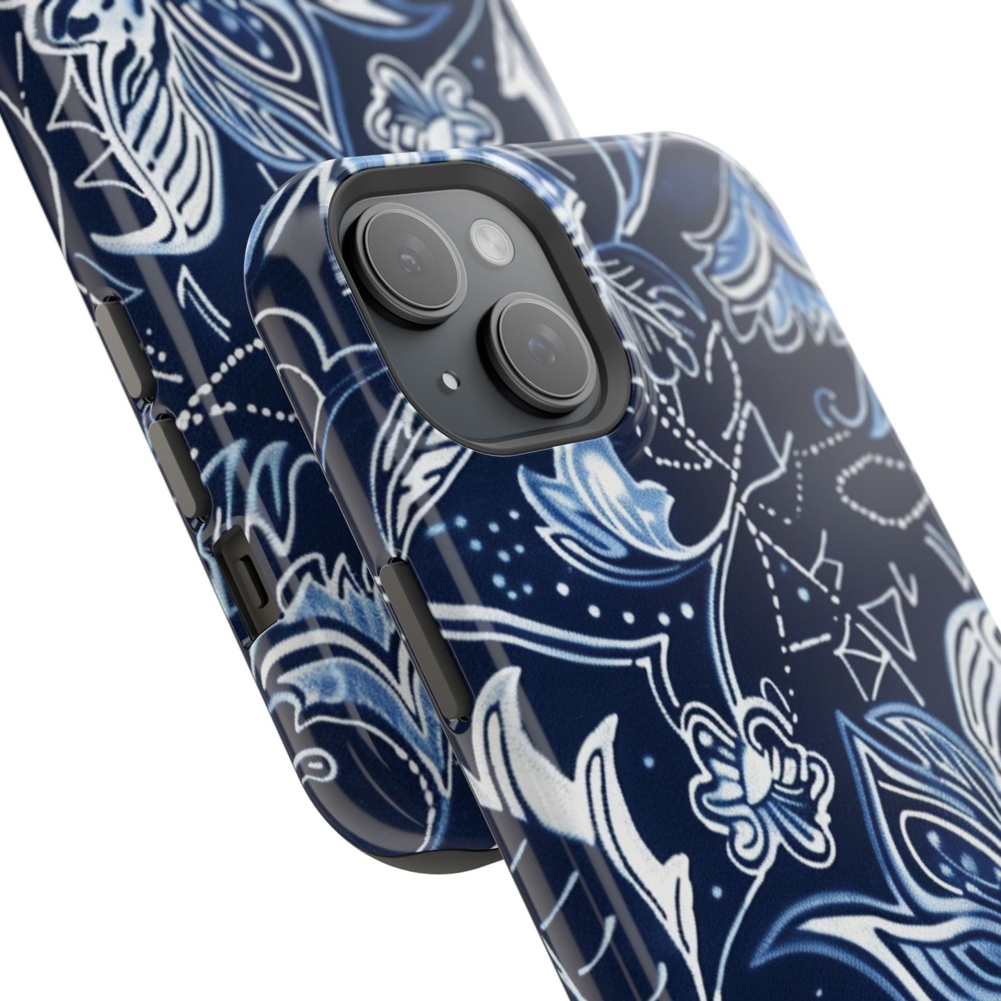 Floral Navy Magnetic Impact - Resistant Phone Case — Blue Paisley Protection - DIGITAL X