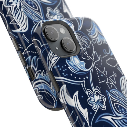 Floral Navy Magnetic Impact - Resistant Phone Case — Blue Paisley Protection - DIGITAL X