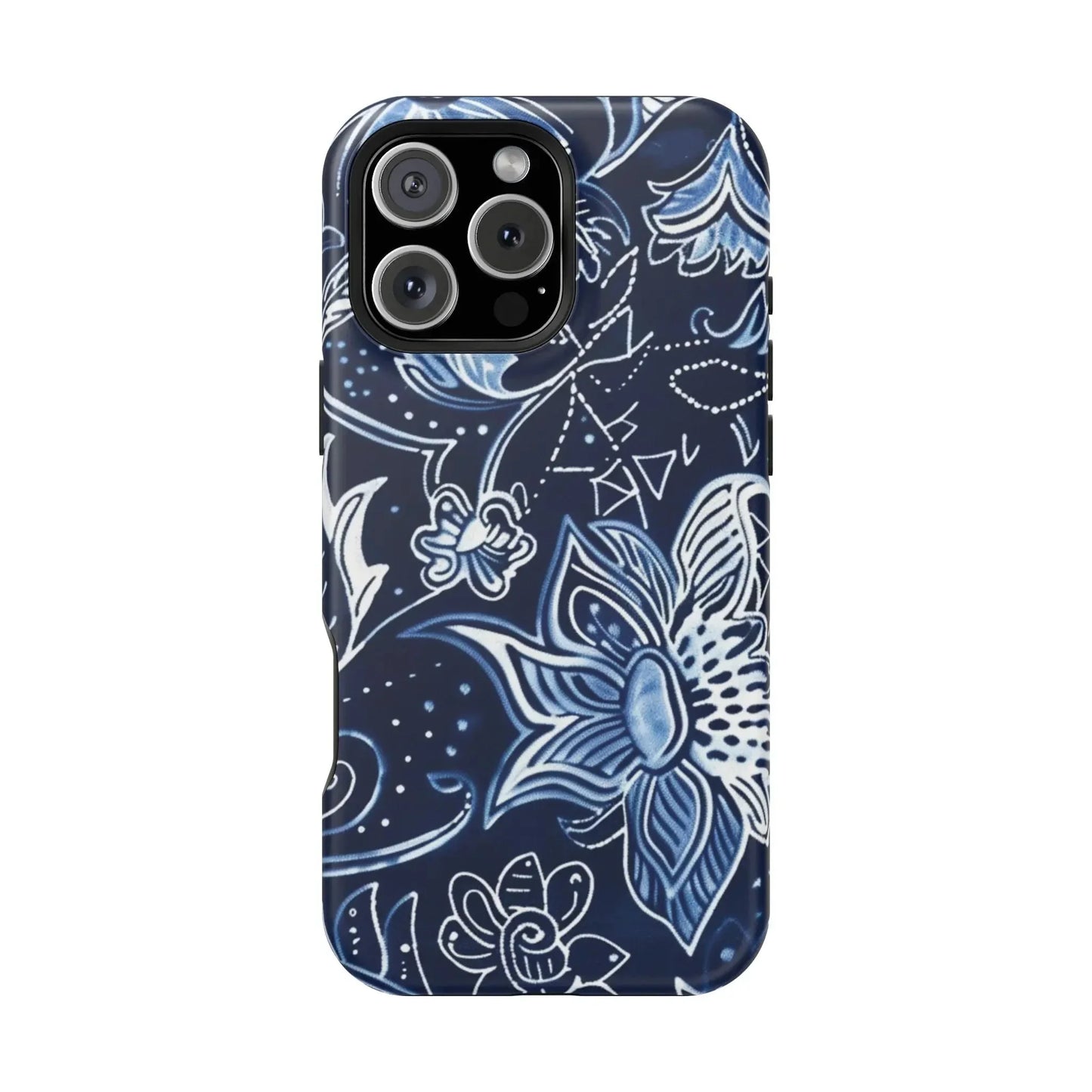 Floral Navy Magnetic Impact - Resistant Phone Case — Blue Paisley Protection - DIGITAL X