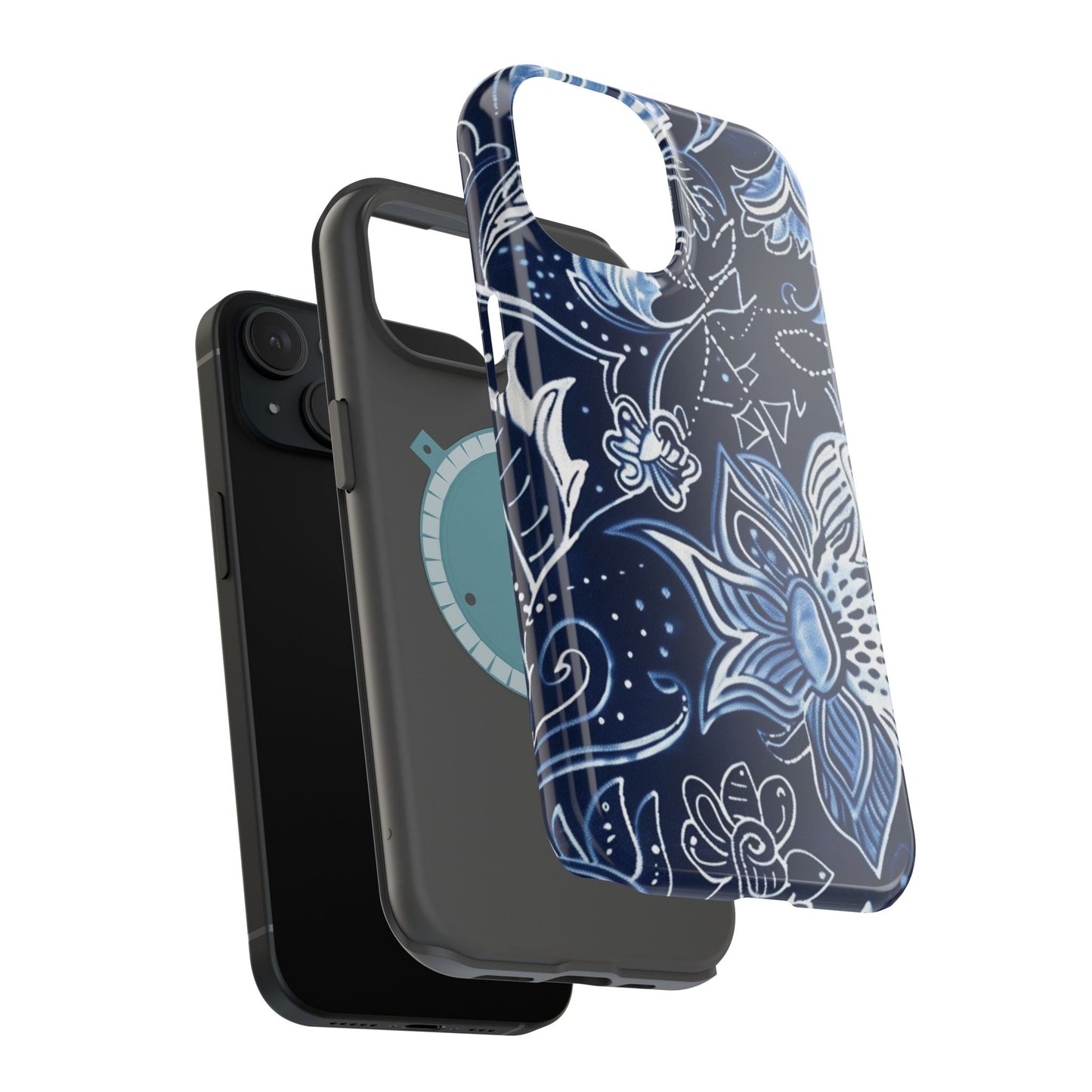 Floral Navy Magnetic Impact - Resistant Phone Case — Blue Paisley Protection - DIGITAL X