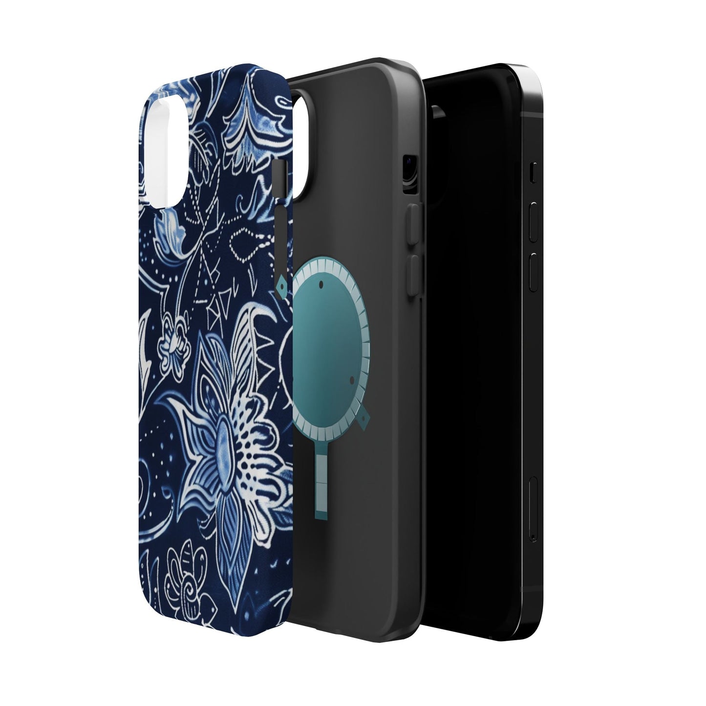 Floral Navy Magnetic Impact - Resistant Phone Case — Blue Paisley Protection - DIGITAL X