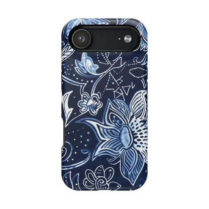 Floral Navy Magnetic Impact - Resistant Phone Case — Blue Paisley Protection - DIGITAL X