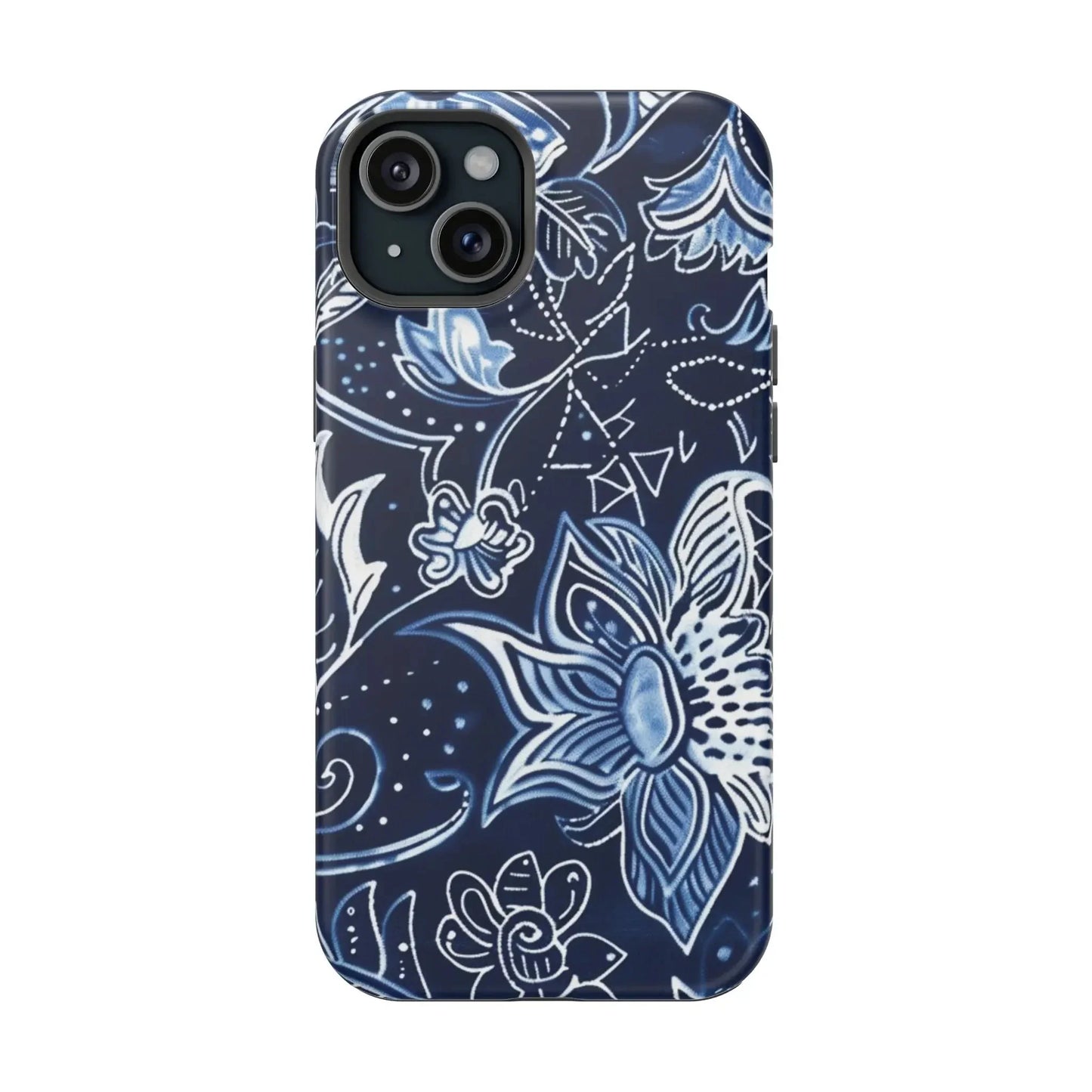 Floral Navy Magnetic Impact - Resistant Phone Case — Blue Paisley Protection - DIGITAL X