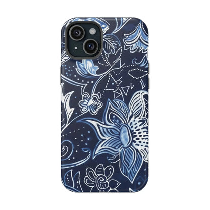 Floral Navy Magnetic Impact - Resistant Phone Case — Blue Paisley Protection - DIGITAL X