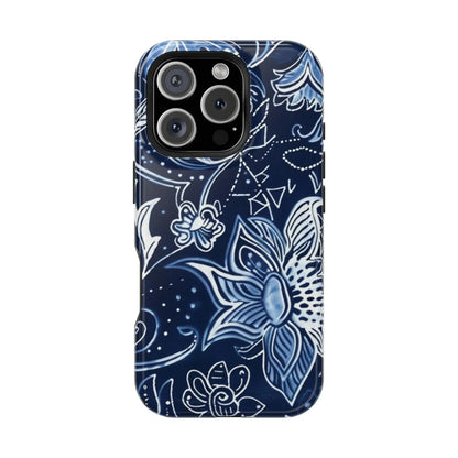 Floral Navy Magnetic Impact - Resistant Phone Case — Blue Paisley Protection - DIGITAL X